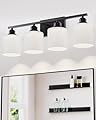 Sailstar Vanity Light Fixtures, Matte Black, Over Mirror, Modern Bathroom Light, Anti-Rust Nickel Finished, 4-Light, E26 Standard Sockets, Easy Installation, 24 Months Replacement