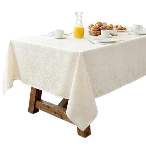 Kaiyzo 1 Pieza Mantel Rectangular, Mantel Beige Marfil, 140 x 240 cm, Material De Poliéster, Fácil De Limpiar, Lavable