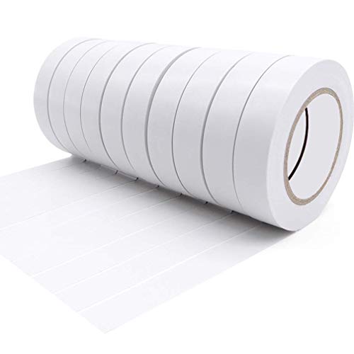 Image of Maveek 10 Rolls White PVC Electrical Insulation Tapes, Flame Retardant Waterproof Tape Vinyl Insulating Backing, 15mmx15m(0.6 inch x 49.2ft)