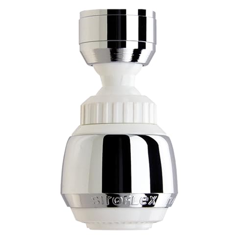 Siroflex 2505/50S Sirius Atomizador Aireador-Ducha Para El Grifo De La Cocina Made in Italy Cromado Blanco | Atomizador Para Grifo Con Doble Rótula | Aireador Para Grifo Con Ahorro De Agua Y Filtro