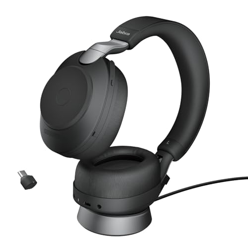 Jabra Evolve2 85 Wireless PC Headset with Charging Stand – Noise Cancelling UC Certified Stereo...
