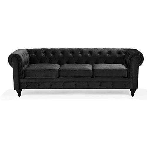 BLACK OAK Sofa Spears 3 Seater Chesterfield Sofa for Living Room/Office Black Amazon.in Home