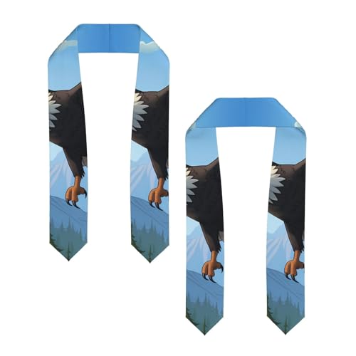 Cartoon Eagle Print Flat Ribbon Shawl - Satin Shawl for Graduation Ceremony Gift for Son Daughters Friends Sisters2