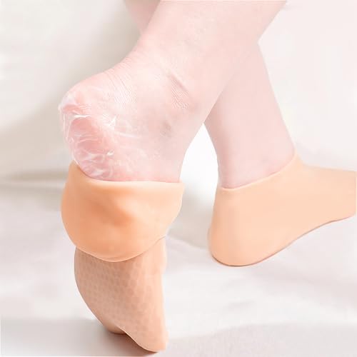 Fangshu Silikonsocken, Rutschfeste Feuchtigkeitsspendende Socken Elastische Silikon Socken Foot Peeling Anti Hornhaut für Rissige Füße Trockene