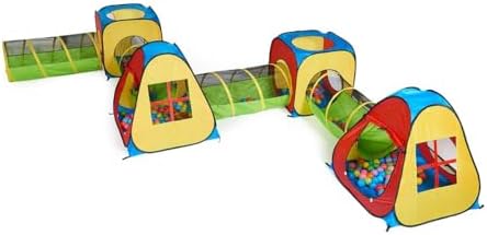 UTEX 8 in 1 Pop up Children Play Tent House with 4 Tunnel, 4 Tents for Boys, Girls, Babies and Toddlers for Indoor and Outdoor Use