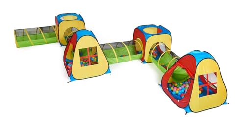 UTEX 8 in 1 Pop up Children Play Tent House with 4 Tunnel, 4 Tents for Boys, Girls, Babies and Toddlers for Indoor and Outdoor Use