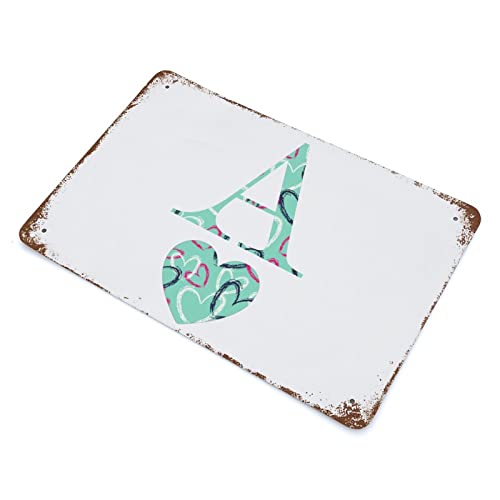 Panneau en métal vintage motif cœur monogramme déco Saint-Valentin - 8