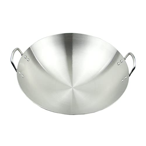 Wok de acero inoxidable no magnético con doble asa miniatura 1