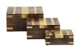 Fabriqué en bois Chic Box Set Of 3 With Brass Inlay