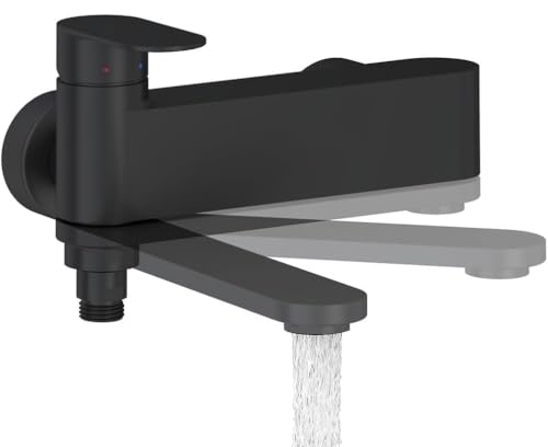 Robinet de salle de bain | Design réduit | Mitigeur de baignoire à une main | Robinet de baignoire | Solution unique | CR II 022 noir, chrome | RAVAK (Noir 1)