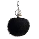 Schlüsselanhänger plüsch Ball Taschenanhänger Perle Bommel Keychain Elegant Plüsch-Kugel Auto-Anhänger Pompom Weich Schlüsselring, (2)