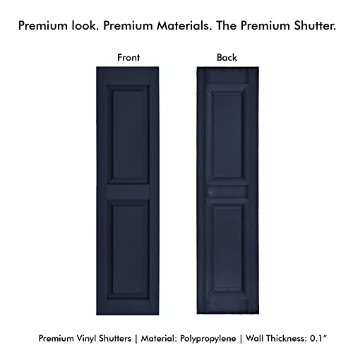 Pontiac Trail Raised Panel Vinyl Shutters (1 Pair) | 12” X 63” - Navy Night Sky | Exterior Window Shutters | Includes Mounting Hardware | Simple Installation | Made In Usa #TOP2