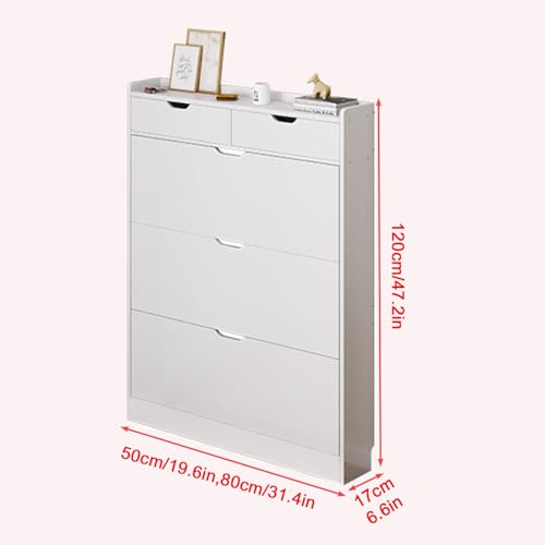 Étagère à chaussures fine en bois meuble blanc 3 niveaux entrée