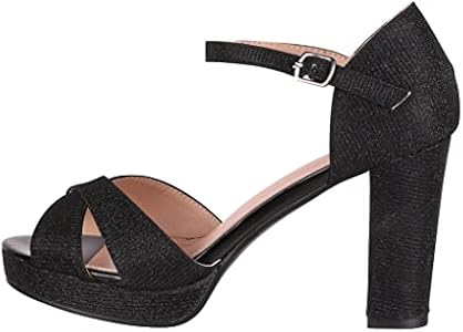 Zwart Strass 8,5 cm ROMANCE-372 Dames Sandalen met Hak