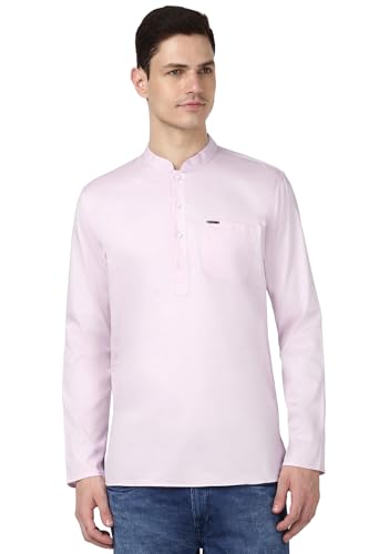 Image of Peter England Men Cotton Regular Fit Everyday Festive Solid Short Kurta