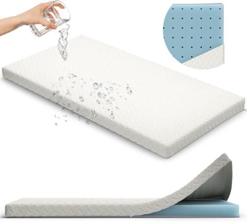 Image of 2” Crib Mattress Topper Memory Foam – Waterproof & Breathable Soft Cover | Fits Standard Size Cribs & Toddler Beds (52 x 28 x2”) – Removable & Washable Soft Hypoallergenic Cover by Sleepah