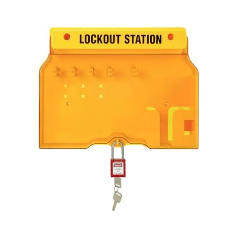Boviisky Lockout Tagout Station, Loto Station for 8 Safety Padlocks, Lockout and tagout Station with 1 Padlock and no Other Loto Products, Wall Mounted Lockout and tagout kit with Cover for Storage Cover