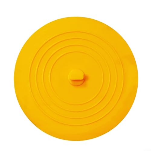 Gdfnmogo Bouchon de vidange en silicone pour baignoire et évier de cuisine | 15 cm rond grande capacité | Gris, noir, jaune, bleu, blanc | Prev (Jaune)