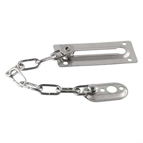 Rehoetom Catena di sicurezza per porta di casa e ufficio, chiusura scorrevole in acciaio inox con hardware zincato, argento per porte in legno
