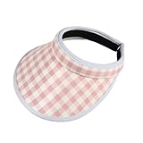Sun Visors for Women Hat Clip-on Visor Hats Tartan Plaid Checkered Kawaii Golf Sports Cap (US, Numeric, 6 3/4, 7 1/2, Pink)