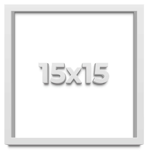 15x15 Shadow Box White Solid Pine Wood Picture Frame with Acid-Free Backing UV Acrylic & Hanging Hardware with 0.75 Inches of Usable Depth and 0.75 Inches Frame Moulding Width
