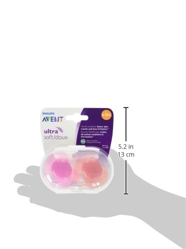 Philips Avent Ultra Soft Pacifier, 6-18 Months, Pink/Peach, 2 Pack, SCF213/22