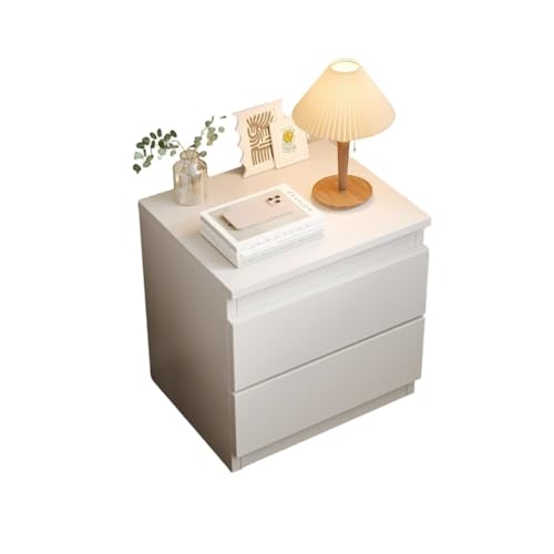 Beauenty Modern Bedside Table with 2 Drawers Thickened Wooden Nightstand Bedroom Storage Cabinet Living Room Sofa Side Table Upgraded Hidden Screws Coffee Tables for Home (40 * 30 * 41cm White)