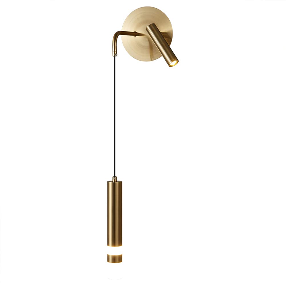 SXSCARKX Wall Light Indoor LED 5W Gold Creative Aluminium Lamp 3000K Warm White Modern Decorative Sconce, for Living Room Bedroom Hallway Corridor Stairs Hall, with 3W Rotatable Spotlight