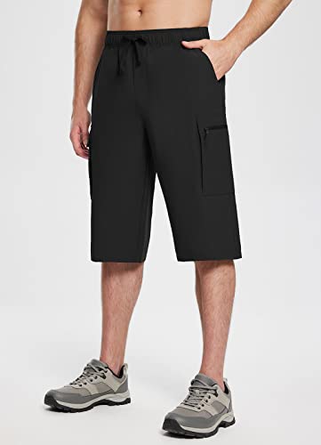 BALEAF Short masculino de 38,1 cm longo para caminhadas, bolsos cargo secagem rápida, leve, elástico
