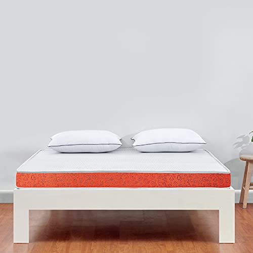 Image of Sleepwell GenX 1.0, 5 Inch Double Bed Size, HR Foam Mattress with Free Pillow (Red, 72x48x5)