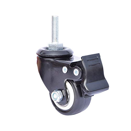 Aagut 4 Pack 2" Swivel Stem Casters With Brake Lock M8X25Mm Stem Caster Heavy Duty Pu Rubber Castors, Nuts Included #TOP3