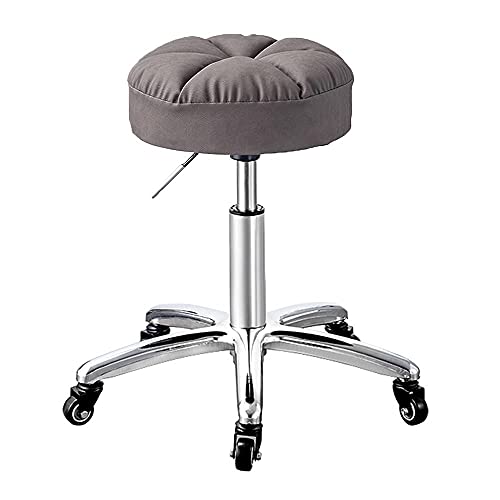 Tabouret de massage pivotant à roulettes réglable avec roues et siège souple en cuir PU résistant aux rayures, siège hydraulique réglable en hauteur Tabouret de chaise de salon de spa à roulettes rond