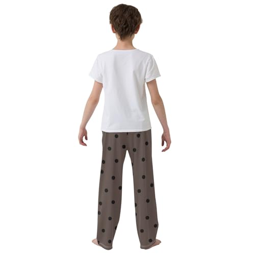 Boys' Pants Small Black Polka Dots Grey Long Bottoms Jogger Pants Elastic Waist Trousers with Pockets S-XL3