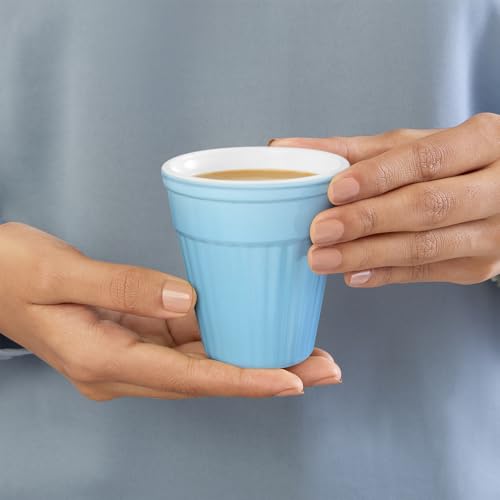 Image of Larah by BOROSIL 200ml 6pc Powder Blue Tea /Coffee Opalware Kulhad Set | Microwave & Dishwasher Safe | Bone-Ash Free | Crockery Set Ideal for Daily Use & Gifting | Multicolor (Blue)