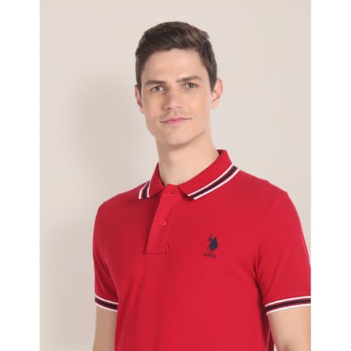 Image of U.S. Polo ASSN. Solid Slim Fit Polo T Shirts for Men - 100% Cotton, Half Sleeves Mens Tshirt