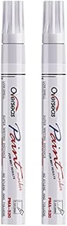 Permanent Paint Pens White Markers - 2 Pack Single color Oil Based Paint Markers, Medium Tip, Quick Drying and Waterproof Marker Pen for Metal, Rock Painting, Wood, Fabric, Plastic, Canvas, Mugs