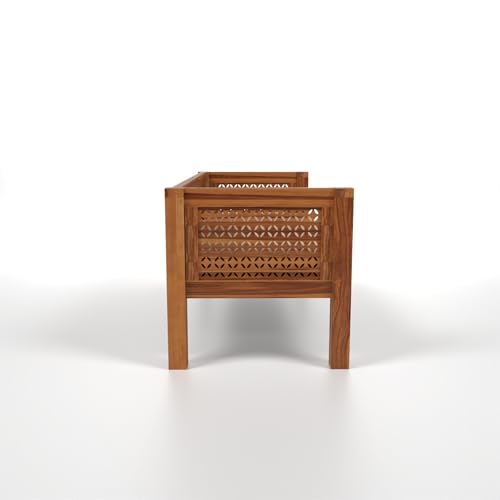 Image of Sheesham Wooden 3 Seater Sofa for Living Room | Rosewood Cushion Sofa | Solid Wood Sofa Set for Lounge