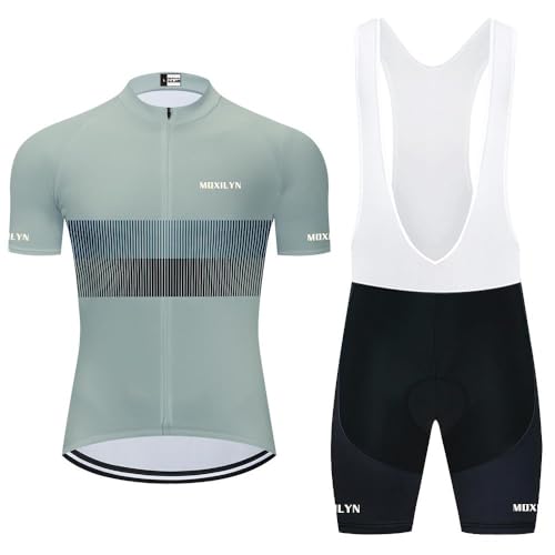 MOXILYN Mens Cycling Jersey MTB Clothes Cycling Kit Bike Shirts and Cycling bibs Short with 20D Gel Pad Biking Clothing Set