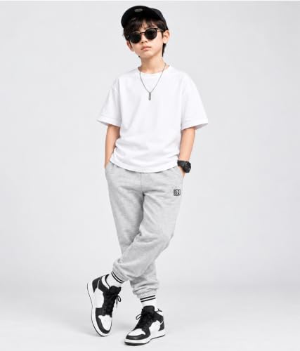 Image of KYDA Kids Boys Premium 100% Cotton Regular Fit Track Pants Soft Breathable Elastic Waist Casual Joggers Kids Playwear Everyday Comfort Wear-Pack of 2