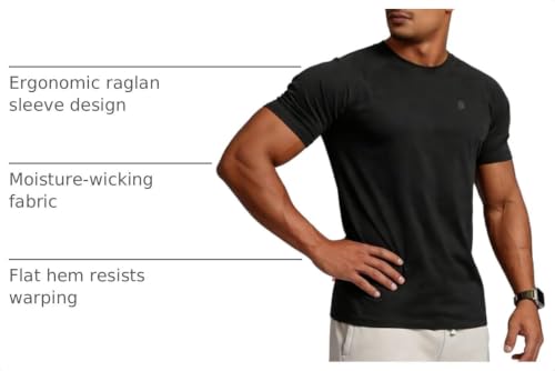 Image of Men's Cotton Short Sleeve Raglan Crew Neck Gym Workout Athletic Tee