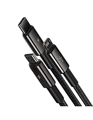 Cabo 3 Em 1 Type-c + Micro Usb + Compatível com Lightning Baseus 1.5m 3.5a Preto