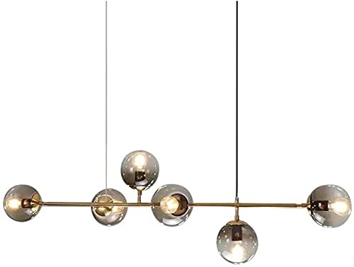 Lustre moderne verre gris fumé anti-éblouissement pour éclairer un îlot de cuisine