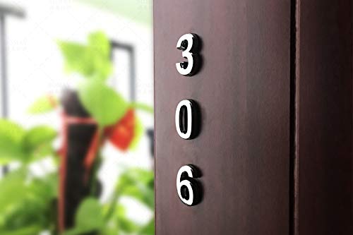 Hopewan Self Adhesive Mailbox Numbers, Door Address Number Stickers For Office Room, Raised 3D Effect, Chrome Plated, Silver Shiny.(2.75" 10 Pack (0-9）, Silver) #TOP6