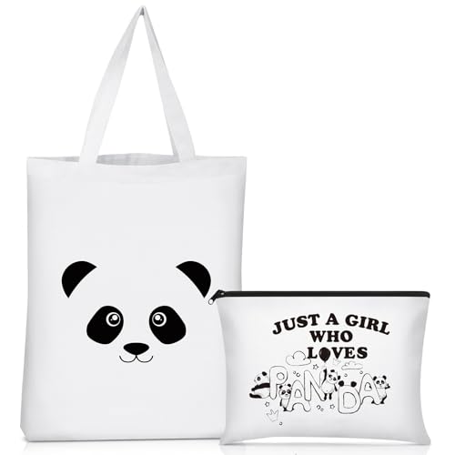 Eccliy 2 Pieces Panda Cosmetic Bag Makeup Zipper Pouch Bag Women Tote Who Loves Pandas for Birthday Christmas Day Gift