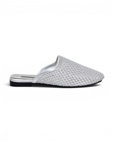 Mule flat Mesh Diamond-studded mesh design SB-706 (Silver, 41)