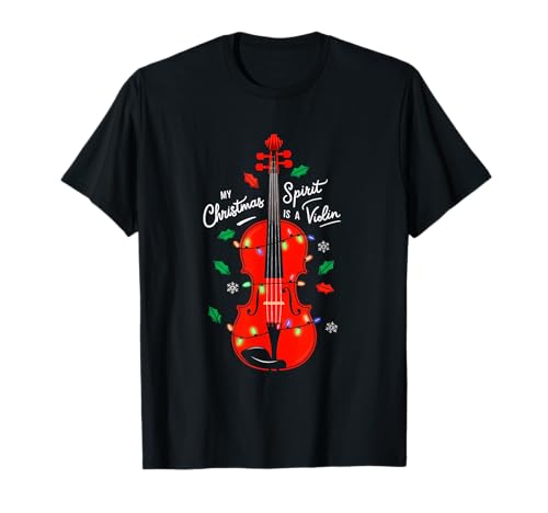 My Christmas Spirit Violín Music Matching Santa Merry Xmas Camiseta