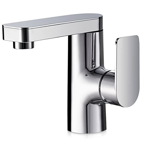 Cobbe Grifo de baño, giratorio 360°, apto para todo tipo de lavabos, ahorra espacio, para agua fría y caliente, cromado Cover