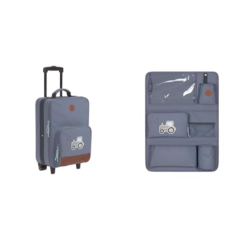 LÄSSIG Kinderkoffer Trolley Reisekoffer mit Teleskopstange und Rollen & Autoorganizer Autorücksitzorganizer Rücksitztasche für Auto zum Hängen zusammenklappbar 55 cm/Car Wrap-to-Go Adventure Tractor