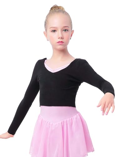 Daydance Kids Girl's Ballet Sweater Cardigan High Waist Ballet Warm Up for Leotards, Dress