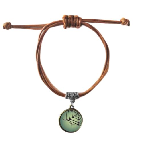Bracelet l'araignée noire Halloween en cuir double corde pour couple